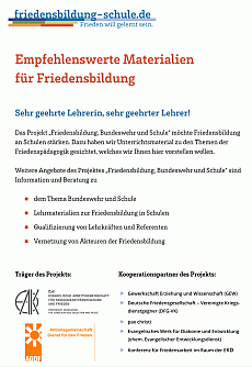 Empfehlenswerte Materialien für Friedensbildung